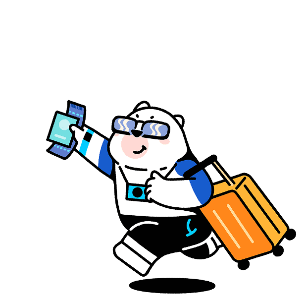 Tourist character holding phone and luggage – Travel with Gohub eSIM